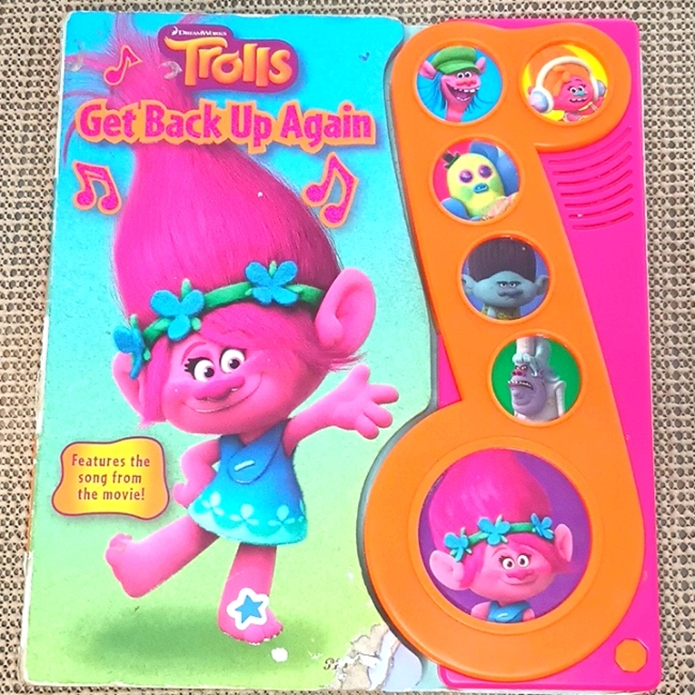 DreamWorks Trolls Get Back Up Again book that Features the song from the movie